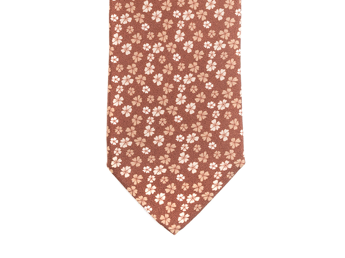 Fine Silk Tie Floral Brown