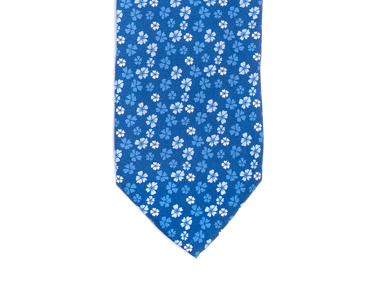 Fine Silk Tie Floral Blue