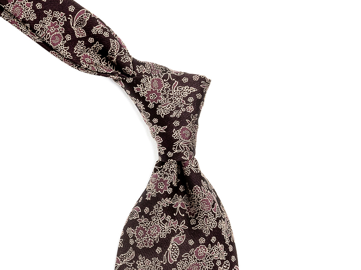Jacquard Silk Tie Butterflies Purple