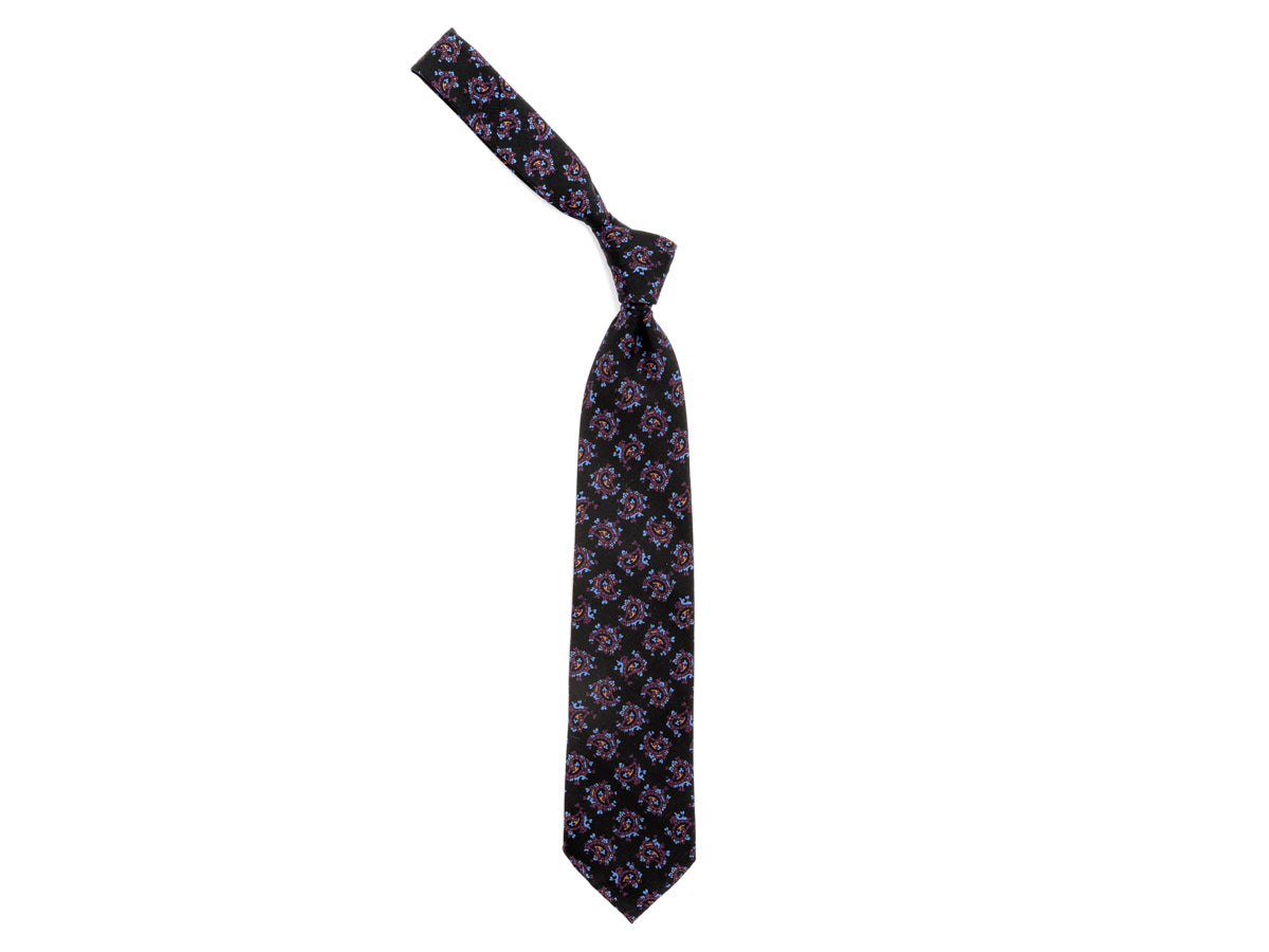 Crepe Silk Paisley Tie Black