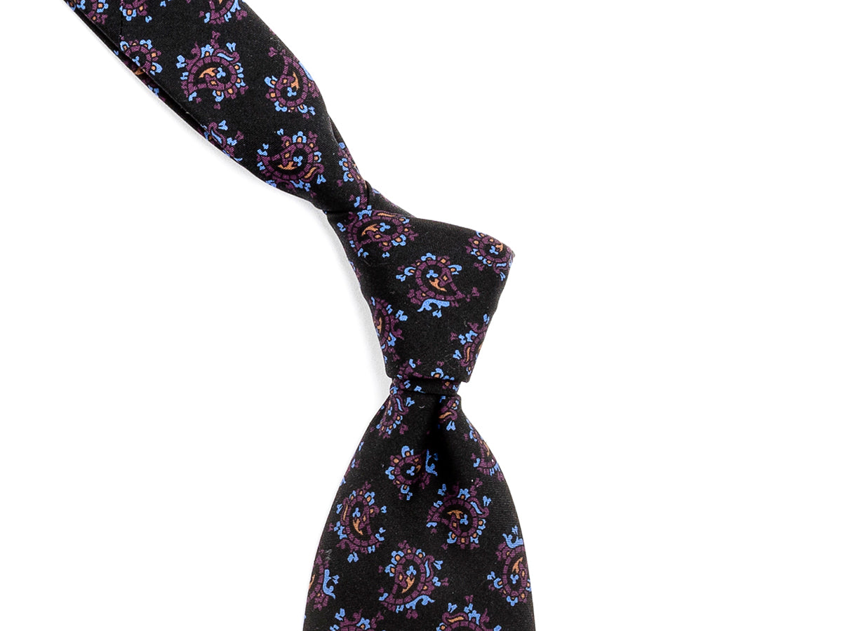 Crepe Silk Paisley Tie Black