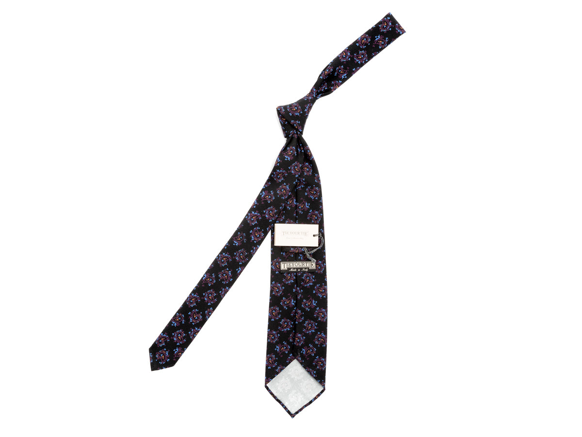 Crepe Silk Paisley Tie Black