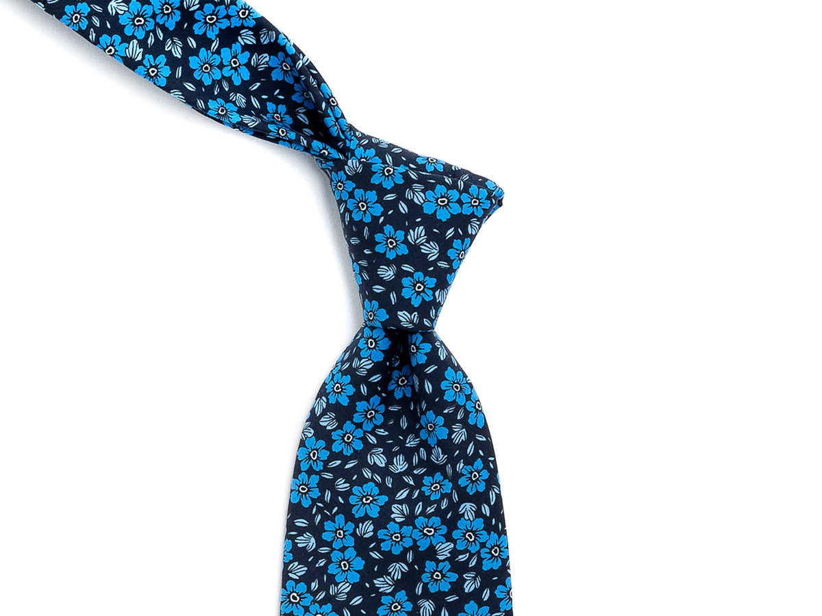 Cotton Floral Tie Blue