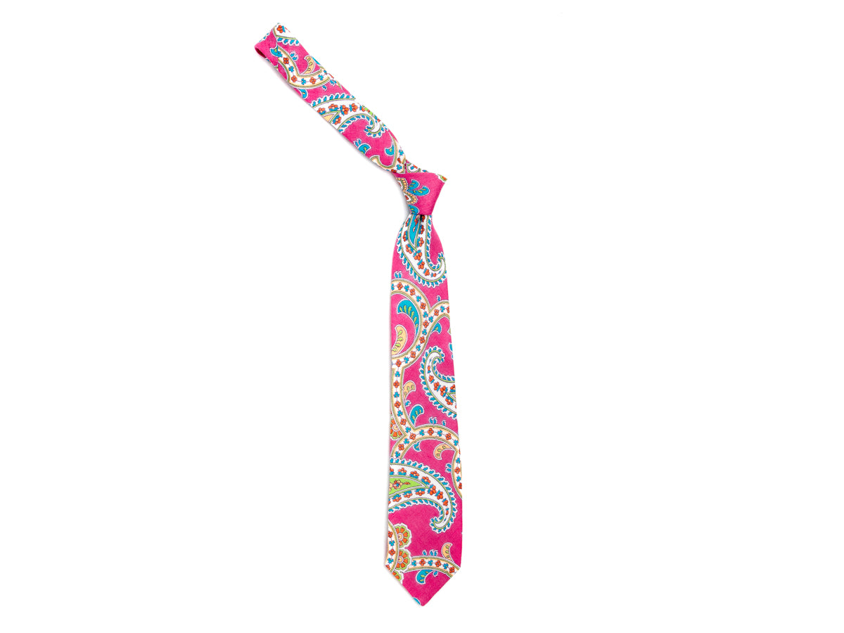 Linen Tie Large Paisley Pink