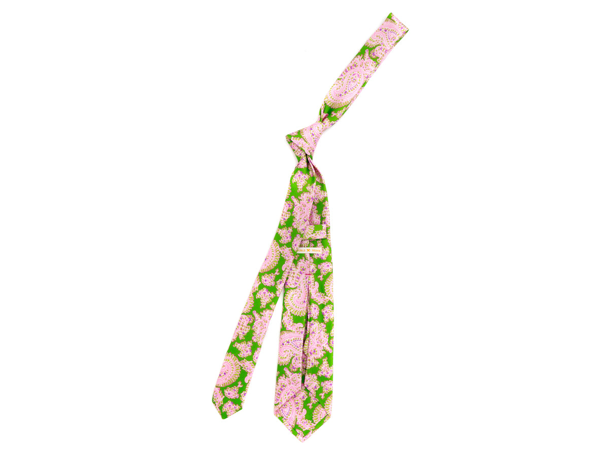 Five Fold Silk Tie Indian Paisley Green