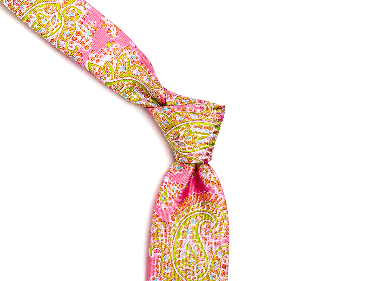 Five Fold Silk Tie Indian Paisley Pink
