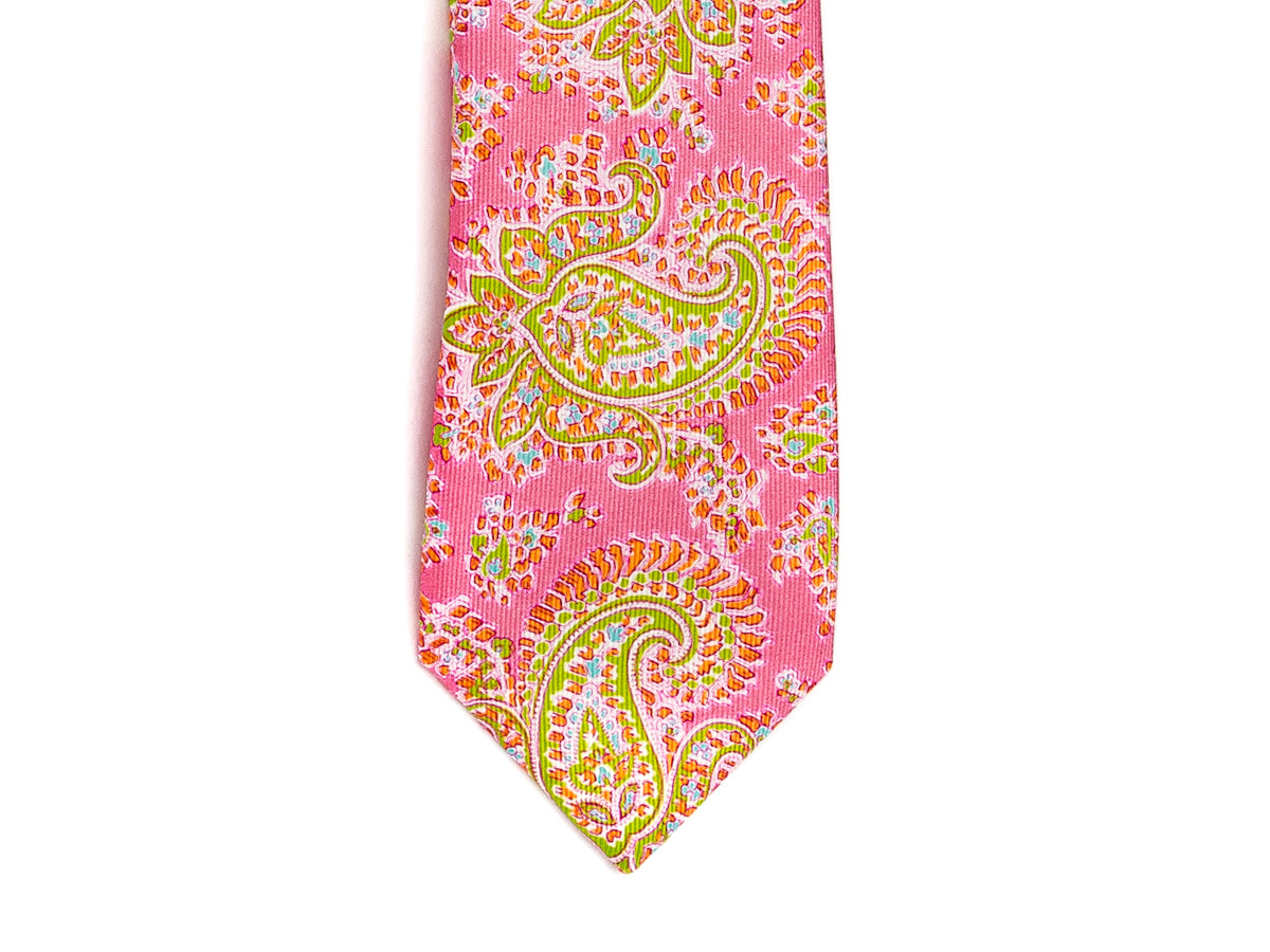 Five Fold Silk Tie Indian Paisley Pink
