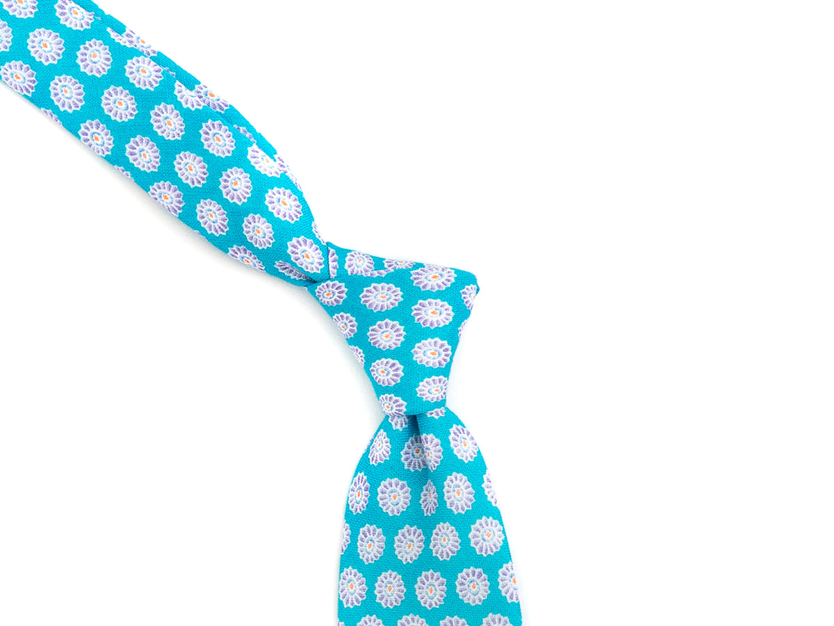 Linen Tie Flower Blue