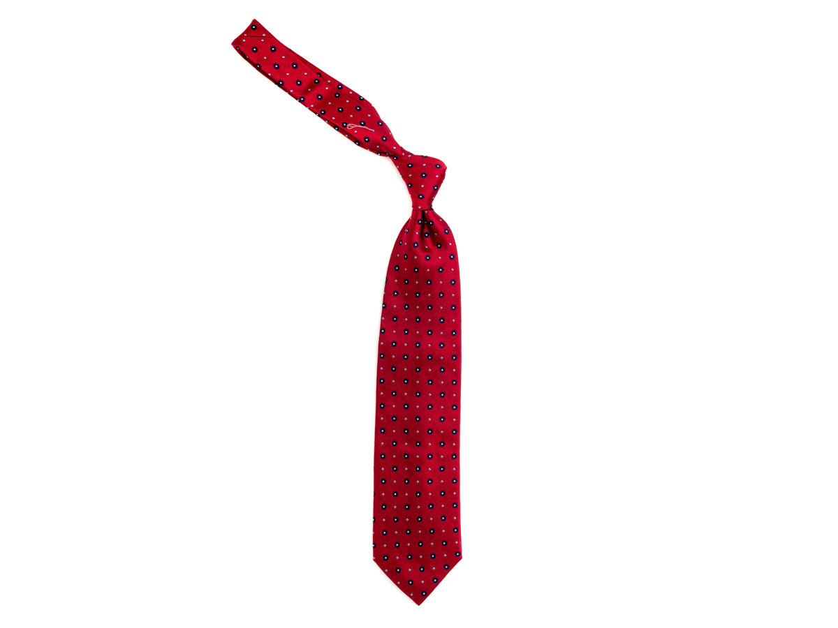 Silk Tie Jacquard Flower Red