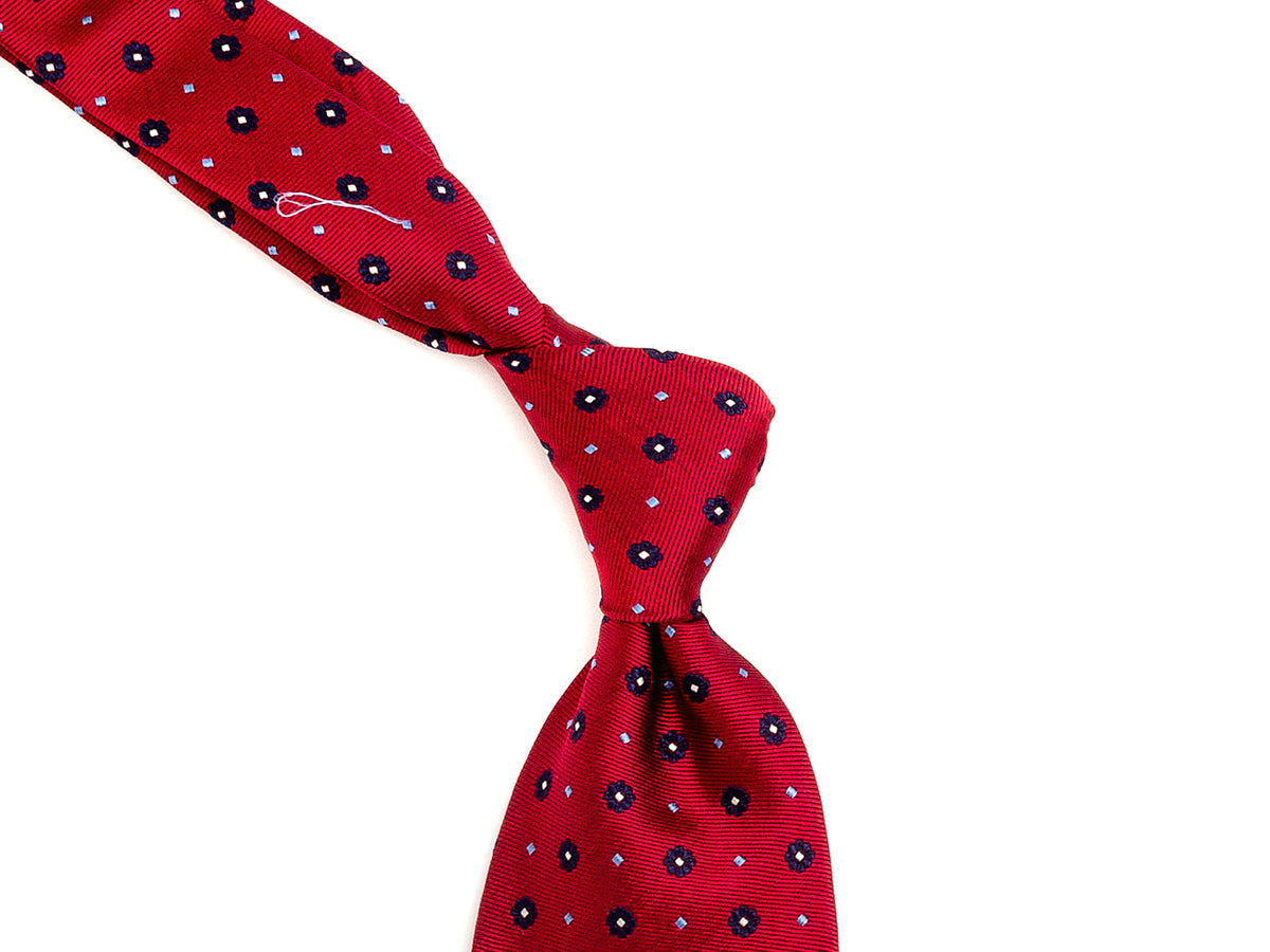 Silk Tie Jacquard Flower Red