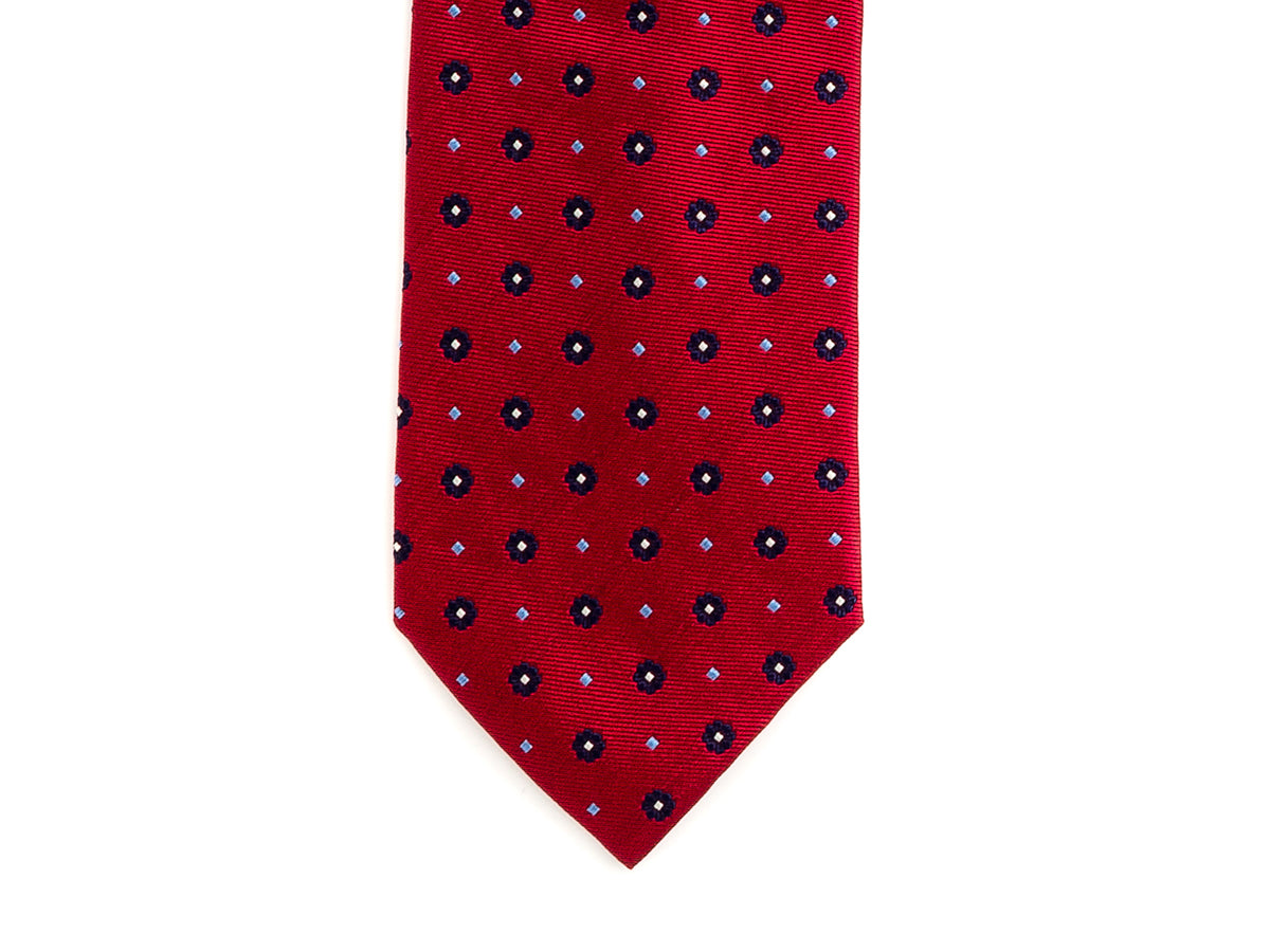 Silk Tie Jacquard Flower Red