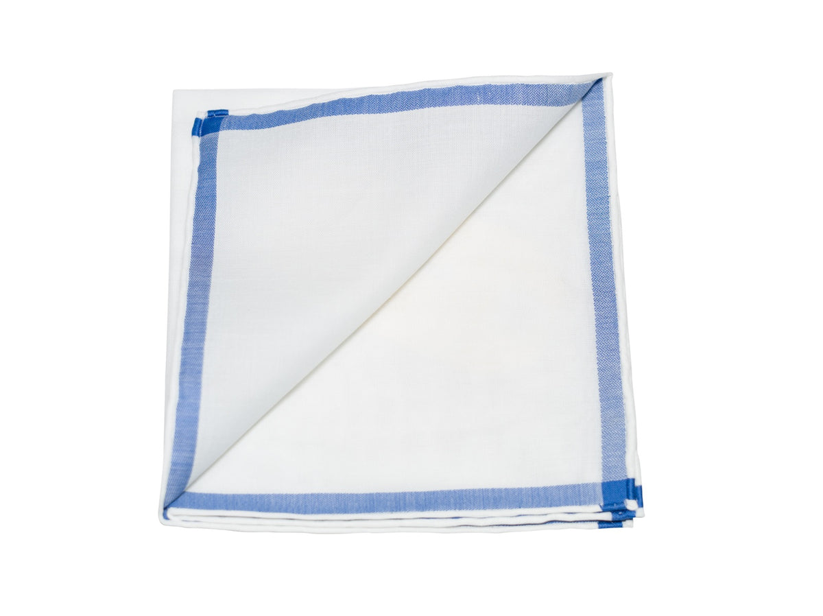 White-Blue Amalfi Pocket Square