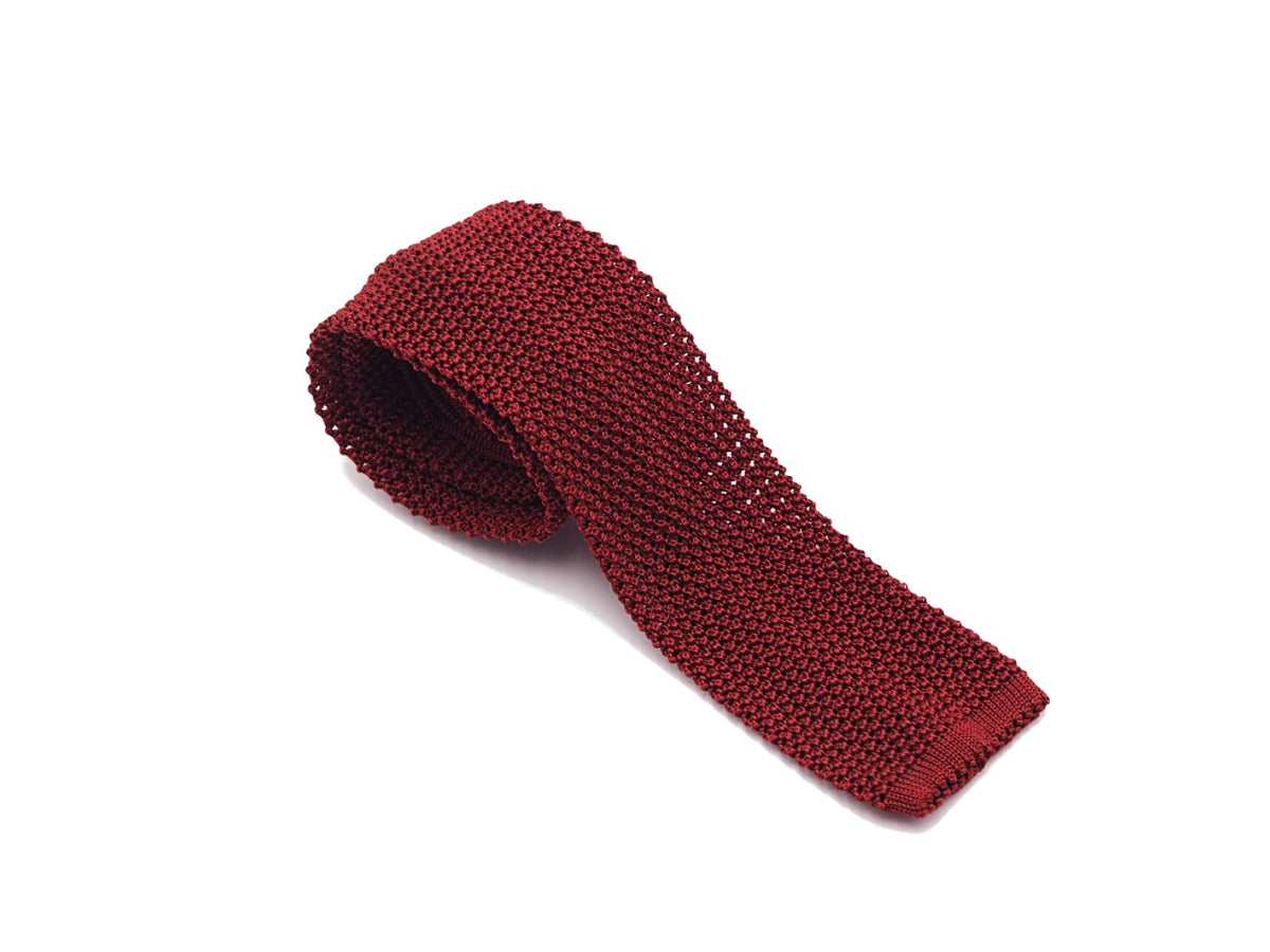 Silk Knit Tie Burgundy