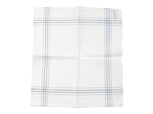 White Pocket Square with Fine Border Stripe
