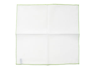 White Pocket Square with Green Edge