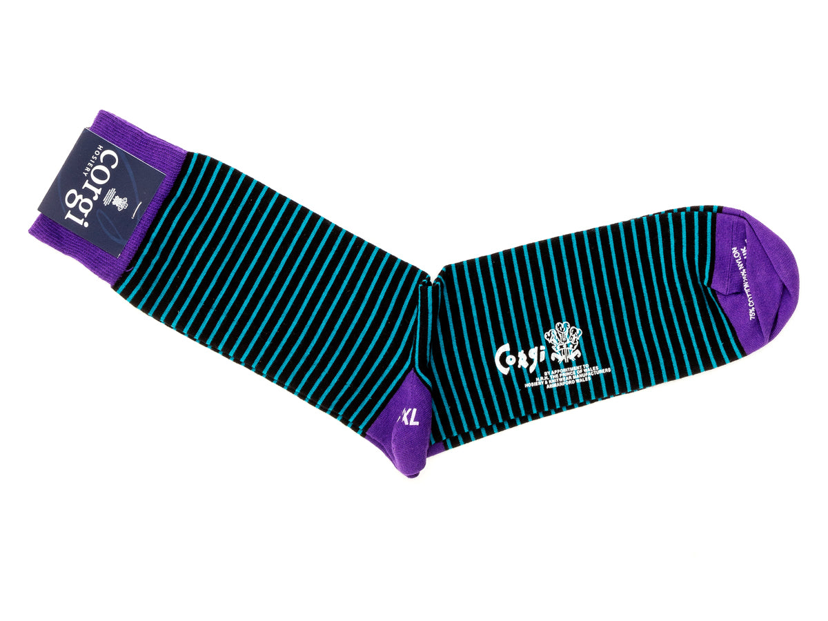 Fine Striped Socks Purple Teal