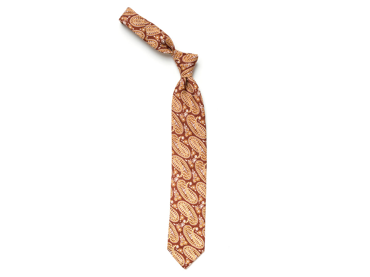 Linen Tie Large Paisley Brown