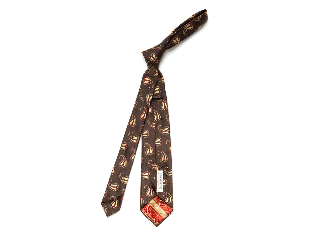 Seven Fold Tie Paisley Dark Brown